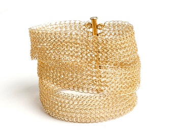 Gold Layered bracelet , Wire Crochet Bracelet , multi strand bracelet , Wedding bracelet , Bridal jewelry lace bracelet