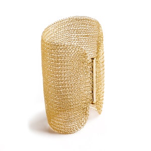 Cleopatra CUFF bracelet , wire crochet gold filled 3.15 inch long , wire knit image 3