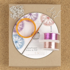 Yoola Flower Pattern - DIY jewelry kit - Wire Crochet Flower tutorial Diy Kit - Flower Crochet Pattern - Jewelry making kit - Supply Kit