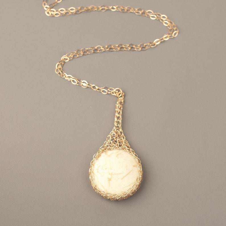 Ivory Howlite pendant necklace Ivory stone necklace