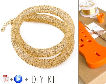 Kit YoolaTube YOOLA, crochet fil kit bricolage, kit  tricotage de ISK, kit cadeau pour elle, collier Tube PDF et vidéo avec des variations