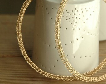 Handcrafted Wire Crochet Gold Hoop Earrings - Unique Gypsy Boho Jewelry