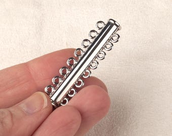 Pack of 3 ! Silver Tube Clasp , Jewelry Supply , Cuff Bracelet Clasp , One clasp , DIY jewelry kit , 8 rows tube clasp