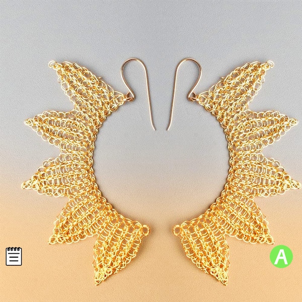 Angel wings earrings, Partial Crochet Tutorial, Wire Crochet Pattern, Wire Crochet earrings, PDF Pattern, Learn to crochet with wire