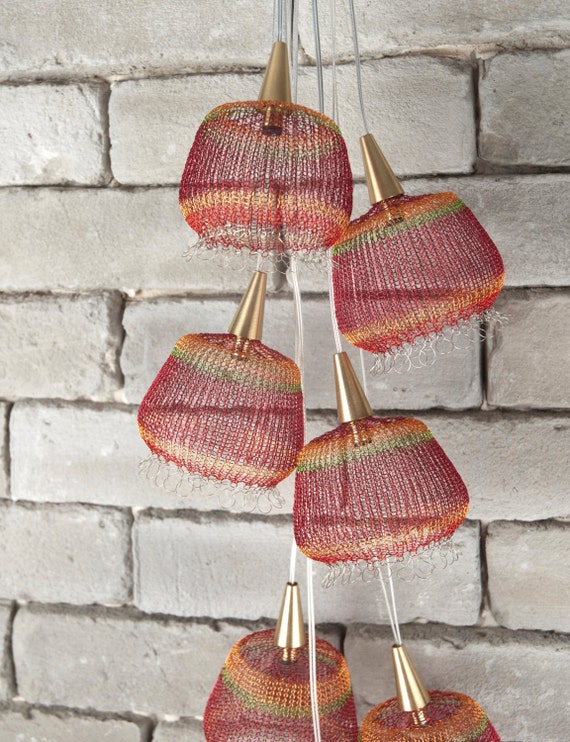 Wire crochet pendant light deals