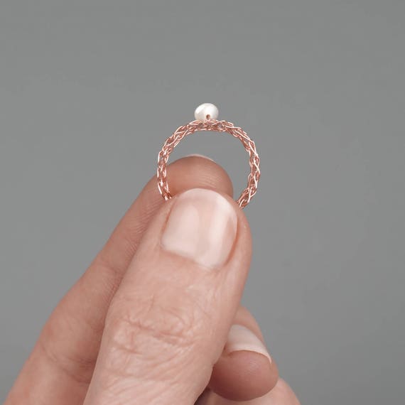Thin rose gold ring,Thin modern ring,Thin ring,Dainty pearl ring,Delicate ring,Minimalist ring,Unique pearl ring,Gold filled ring