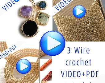 Combo wire Crochet Pattern , DIY Jewelry , video PDF tutorial , instant download , YoolaCuff, Yoolatube, YoolaBezel