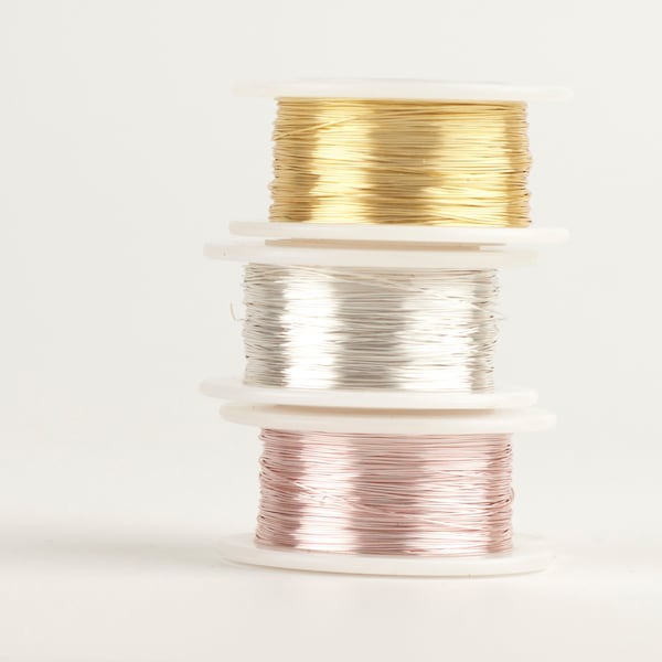 Craft Wire Argenté, 28 gauge bobines long fil, 108 M, fil d'or non ternissement , fil d'argent, fil de rose d'or