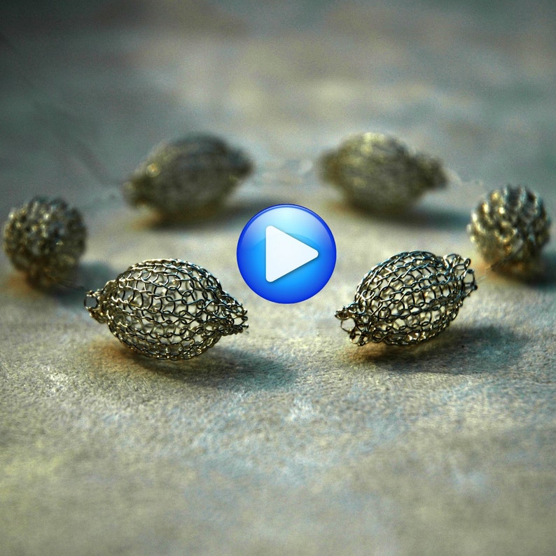 How to crochet wire beads, DIY mesh beads tutorial, PDF pattern with video lesson image 2