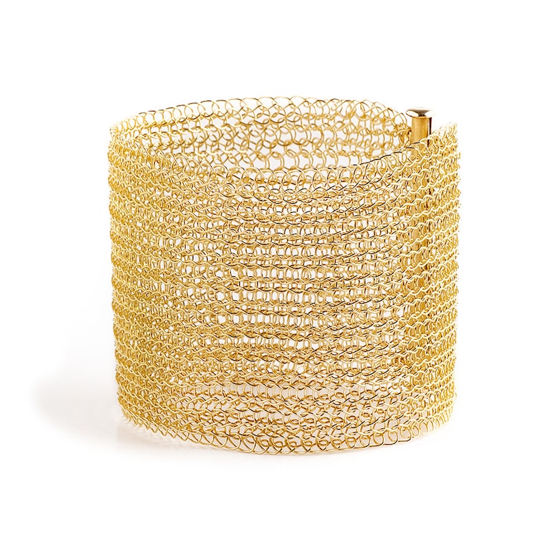 Wide Cuff Bracelet Women, Gold Mesh Bracelet, Minimalist Bracelet, FREE Shippng image 2