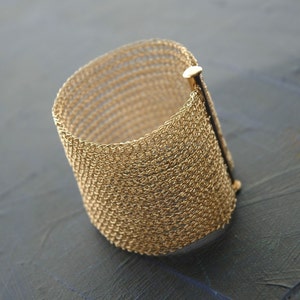 Wide Cuff Bracelet Women, Gold Mesh Bracelet, Minimalist Bracelet, FREE Shippng image 4