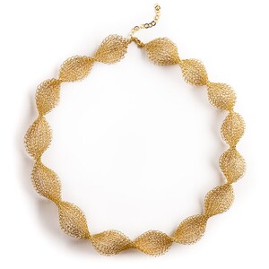 Statement necklace Bib necklace Gold necklace Wire crochet necklace image 2
