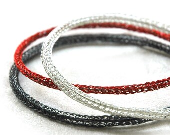 Bangle bracelets, Red bangle, Sterling silver bangle,  Oxidized silver bangle, BOHO