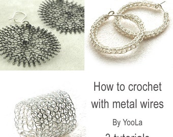 Tutoriels Bijoux Crochetés - Bague, Tournesols et Créoles. Comment Crocheter avec du fil métallique (Format PDF)