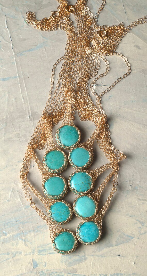 Turquoise pendant cheap necklace gold
