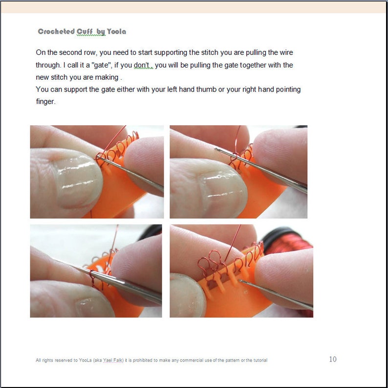 Bracelet tutorial, YoolaCuff Pattern, PDF and VIdeo, how to wire crochet a bracelet image 8