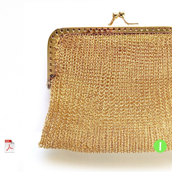 Crochet bag pattern, Wire crochet purse pattern, Coin Purse tutorial , Metal frame purse, Clutch purse