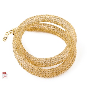 Wire Crochet Necklace Pattern, Invisible Spool Knitting Tutorial (PDF), German, Italian, Spanish, English