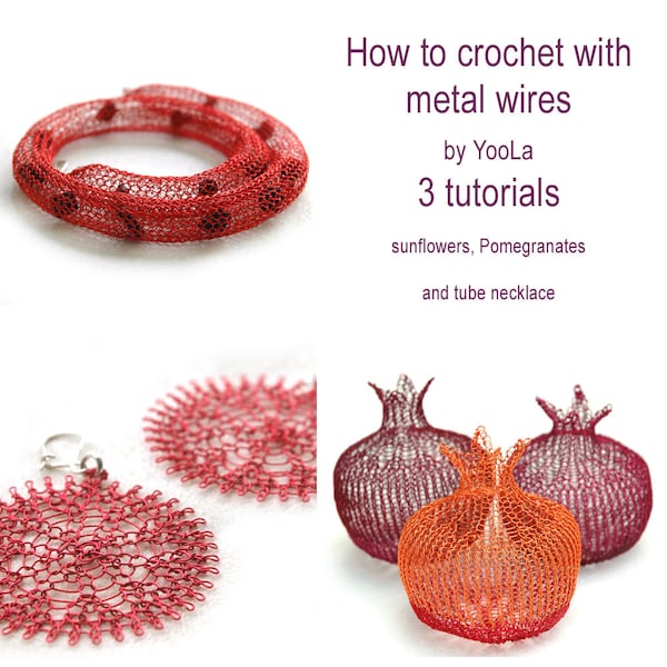 PDF Crochet tutorials flower pattern wire pomegranate tube necklaces wire crochet pattern jewelry  instructions , instant download