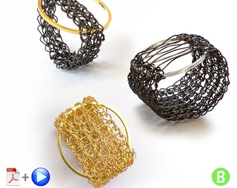 Geometric CIRCLE  ring Crochet pattern, Urban rings, Beading tutorial, Wire crochet jewelry making instructions, beginners pattern