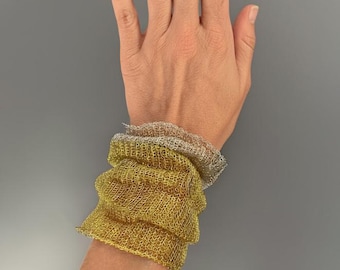 Wide Ripple Cuff Bracelet Women, Gold Mesh Bracelet, Minimalist Bracelet, FREE Shipping