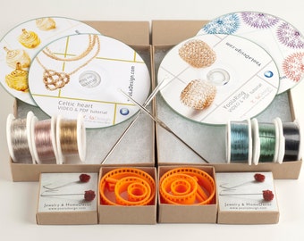 Kit Bijoux YoolaFlower. Tutoriel Vidéo et PDF, Fournitures incluses. Crochet ISK, Boucles d'Oreilles