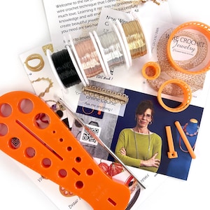 DIY KIT:DIY jewelry Kit-Beginners Wire Crochet kit-4 Crochet Patterns-Crochet jewelry