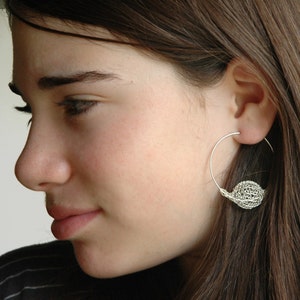 Multicolor hoop earrings, Wire crochet jewelry image 4