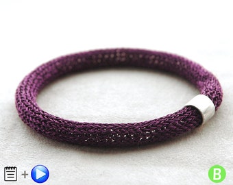 MINI Crochet tutorial - Wire Crochet Pattern - Wire Crochet Bangle - PDF pattern - Learn to crochet with wire - Bangle Bracelet Pattern