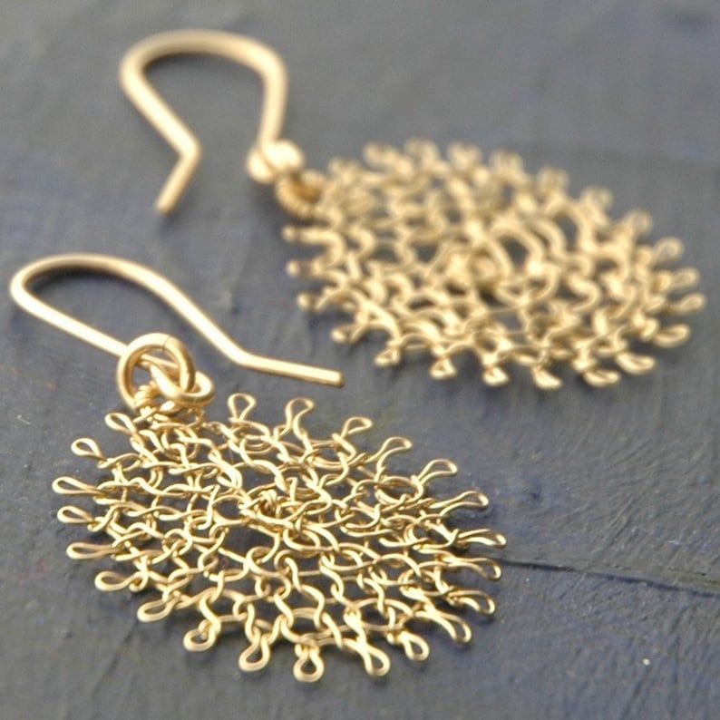 Gold Crochet Earrings Circle Earrings Dangle Earrings Gold Etsy