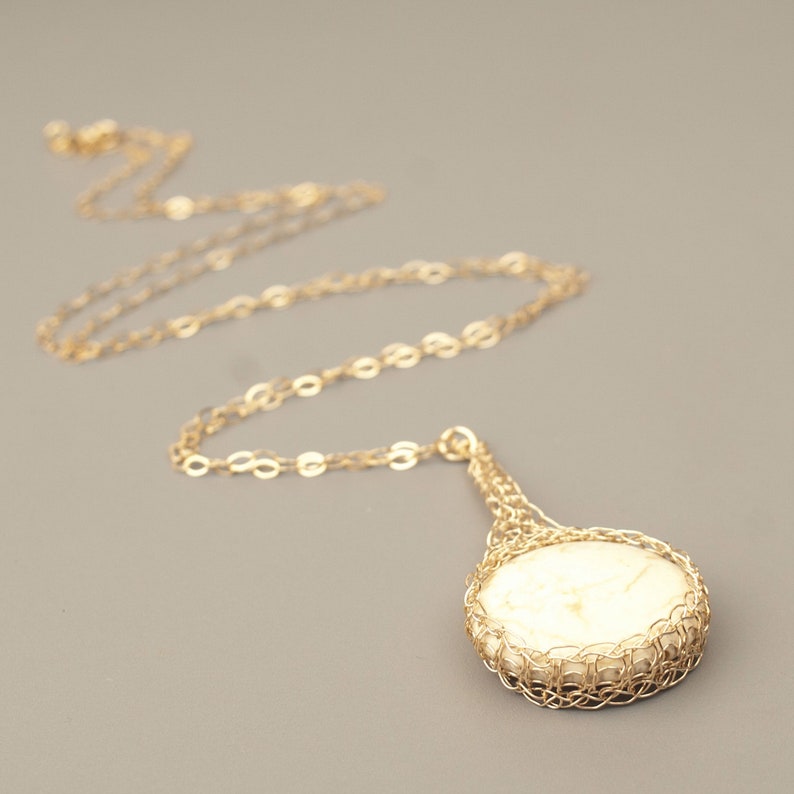 Ivory Howlite pendant necklace Ivory stone necklace