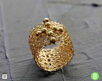 Wire Crochet Tutorial, Wire Crochet Pattern, Wire Crochet Ring, PDF Pattern, Learn to crochet a Cross ring, Beaded Ring Pattern