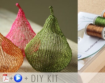 Home Decor Ideas - Craft Kit - Pear DIY Kit - Home gifts DIY - Wire Crochet Kit - Learn crochet with wire - Housewarming gift