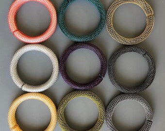 Bangle bracelets, Modern chunky wire-crocheted bangle bracelets, Gift for her, choose your color