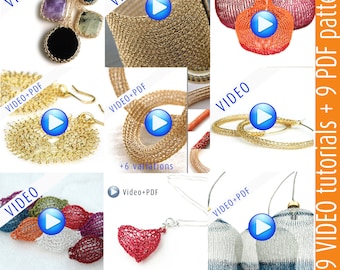 GIANT Crochet jewelry video patterns combination package - Instant digital download - PDF patterns step by step jewelry instructions