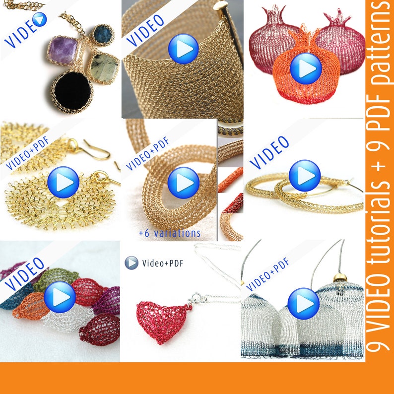 GIANT Crochet jewelry video patterns combination package Instant digital download PDF patterns step by step jewelry instructions image 1