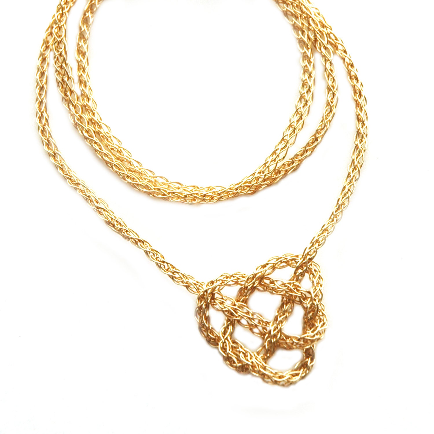 Gold celtic knot necklace, Heart necklace