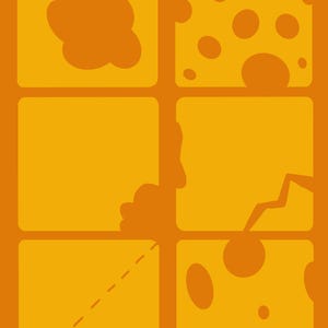 May include: A digital illustration of six squares, each with a different pattern. The top left square has a cloud shape, the top right square has a pattern of circles, the bottom left square has a diagonal line, the bottom right square has a pattern of circles, the middle left square is blank, and the middle right square has a jagged line.