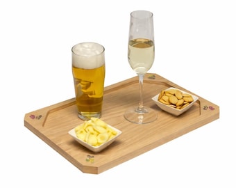 Vassoio "RETTANGOLO" in legno di FAGGIO elegante e funzionale. Personalizzabile - Versatile per Bar, Ristoranti, Pub e Locali. 350x230x19mm