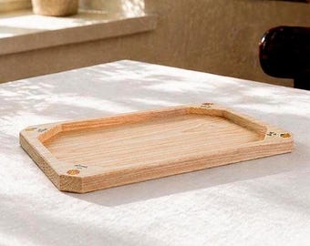 Juego de 3 piezas: elegante y funcional bandeja rectangular de madera de haya. Personalizable: versátil para bares, restaurantes, pubs y clubes.