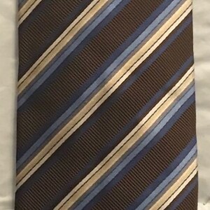 Brioni Tie ~ Brown, Gold, Gray, Blue & White
