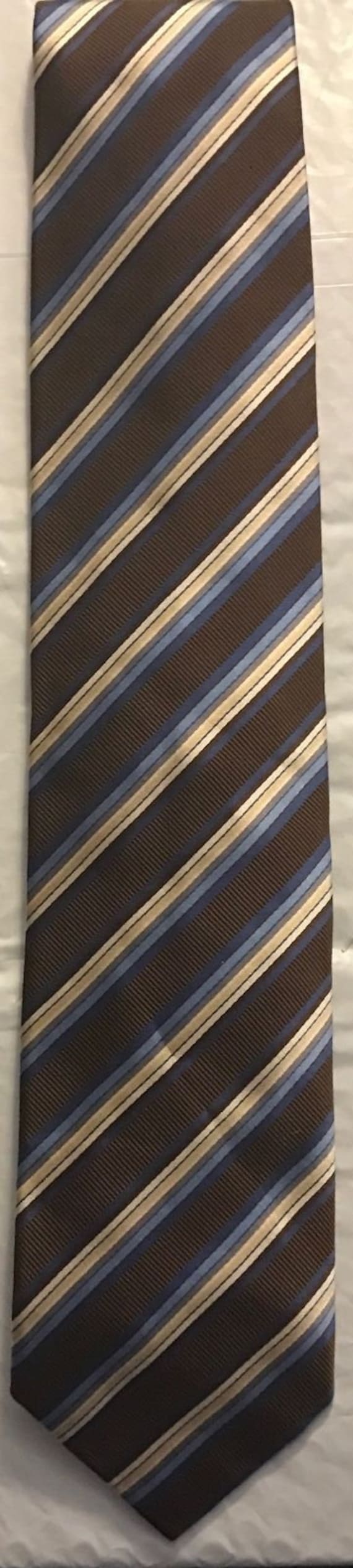 Brioni Tie ~ Brown, Gold, Gray, Blue & White