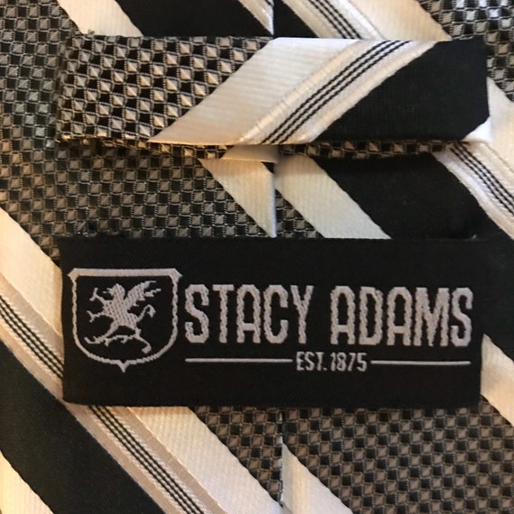 Vintage Stacy Adams Striped Microfiber Tie - image 1