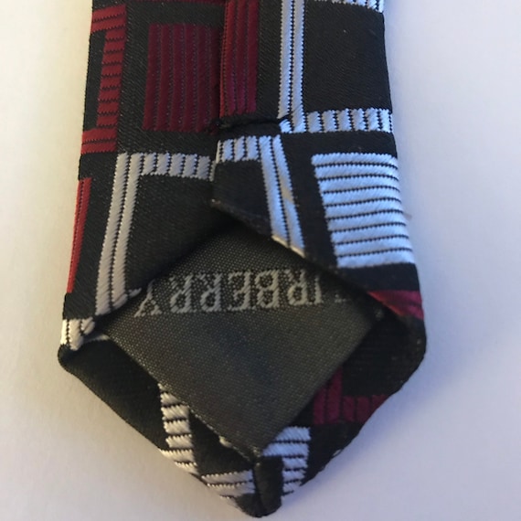 Vintage Burberry Red Black Silk Tie - image 6