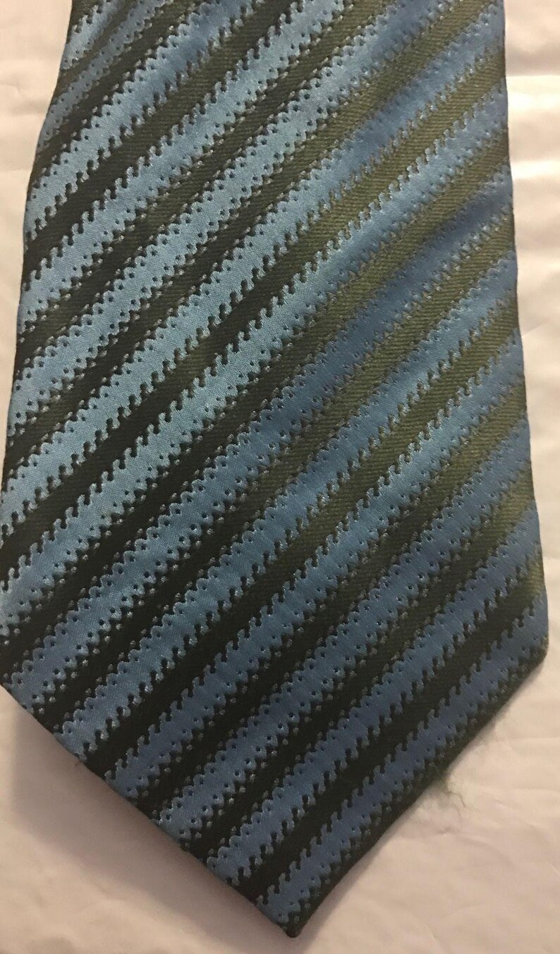 Vintage Ben Sherman Striped 100% Silk Tie ~ Blue & Brown * 65" x 3.75" image 3
