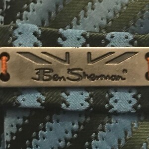 Vintage Ben Sherman Striped 100% Silk Tie ~ Blue & Brown * 65" x 3.75" image 5