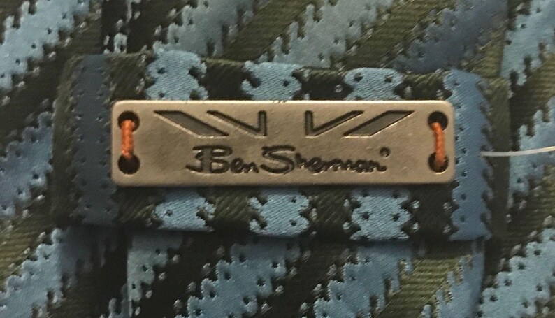 Vintage Ben Sherman Striped 100% Silk Tie ~ Blue & Brown * 65" x 3.75" image 5