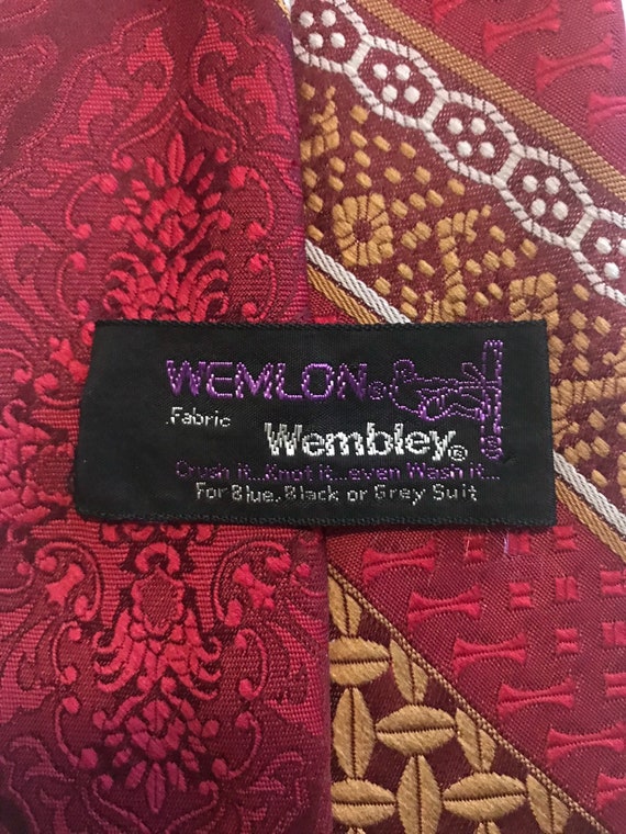 Vintage Wembley Red Striped Paisley Tie - image 3