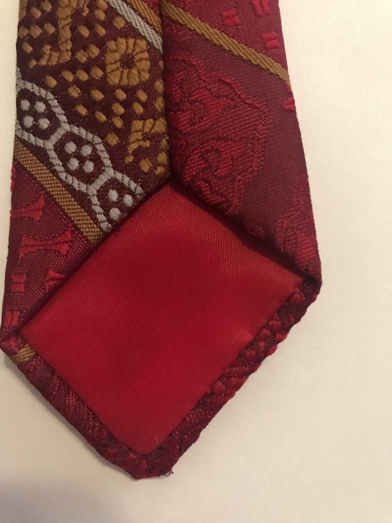 Vintage Wembley Red Striped Paisley Tie - image 4