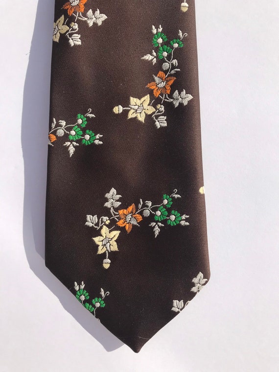 Vintage Golden Touch Superba Brown Floral Tie